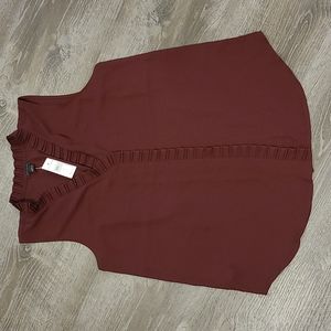NWT Ann Taylor Ruffle Button Up Tank Top